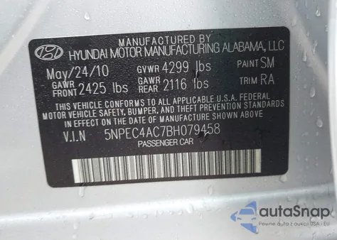 2011 Hyundai Sonata Limited from USA, damaged, VIN 5NPEC4AC7BH079458